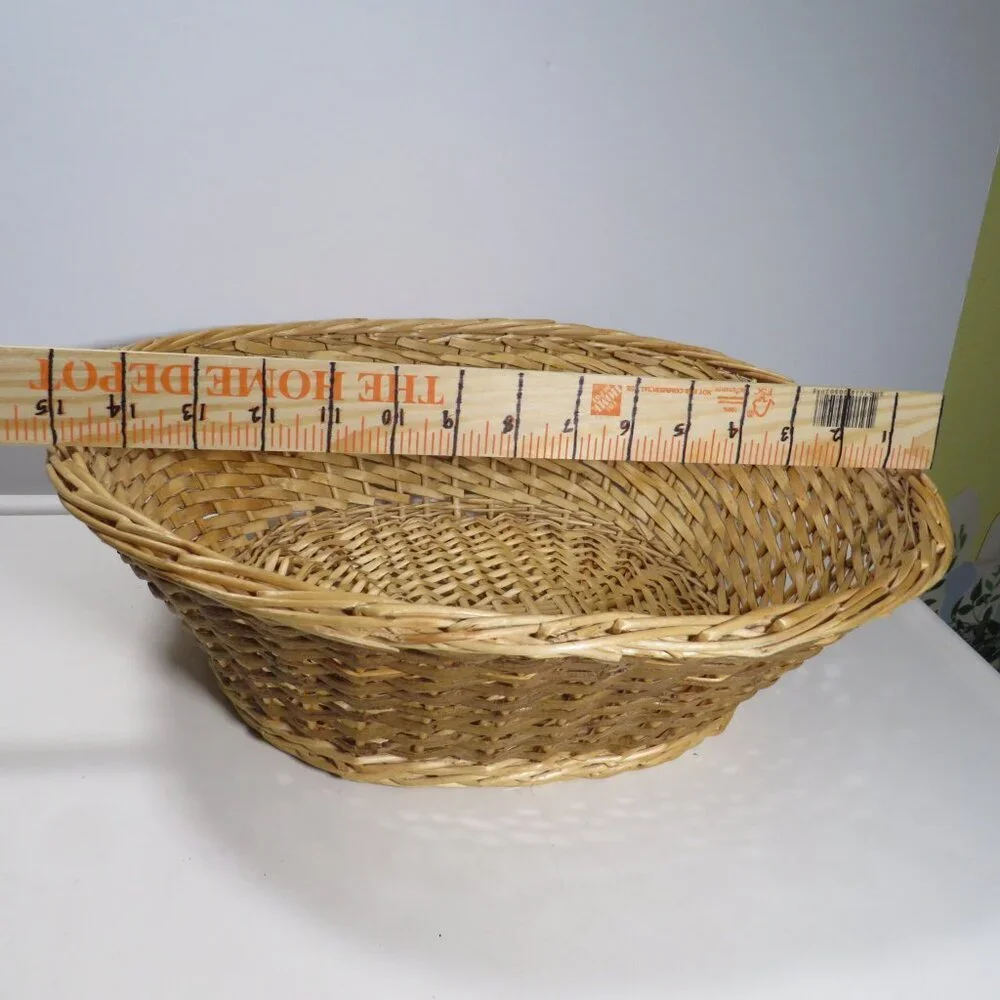 blonde wicker cane natural basket (Large Bread or Fruit or Mail Basket) two tone